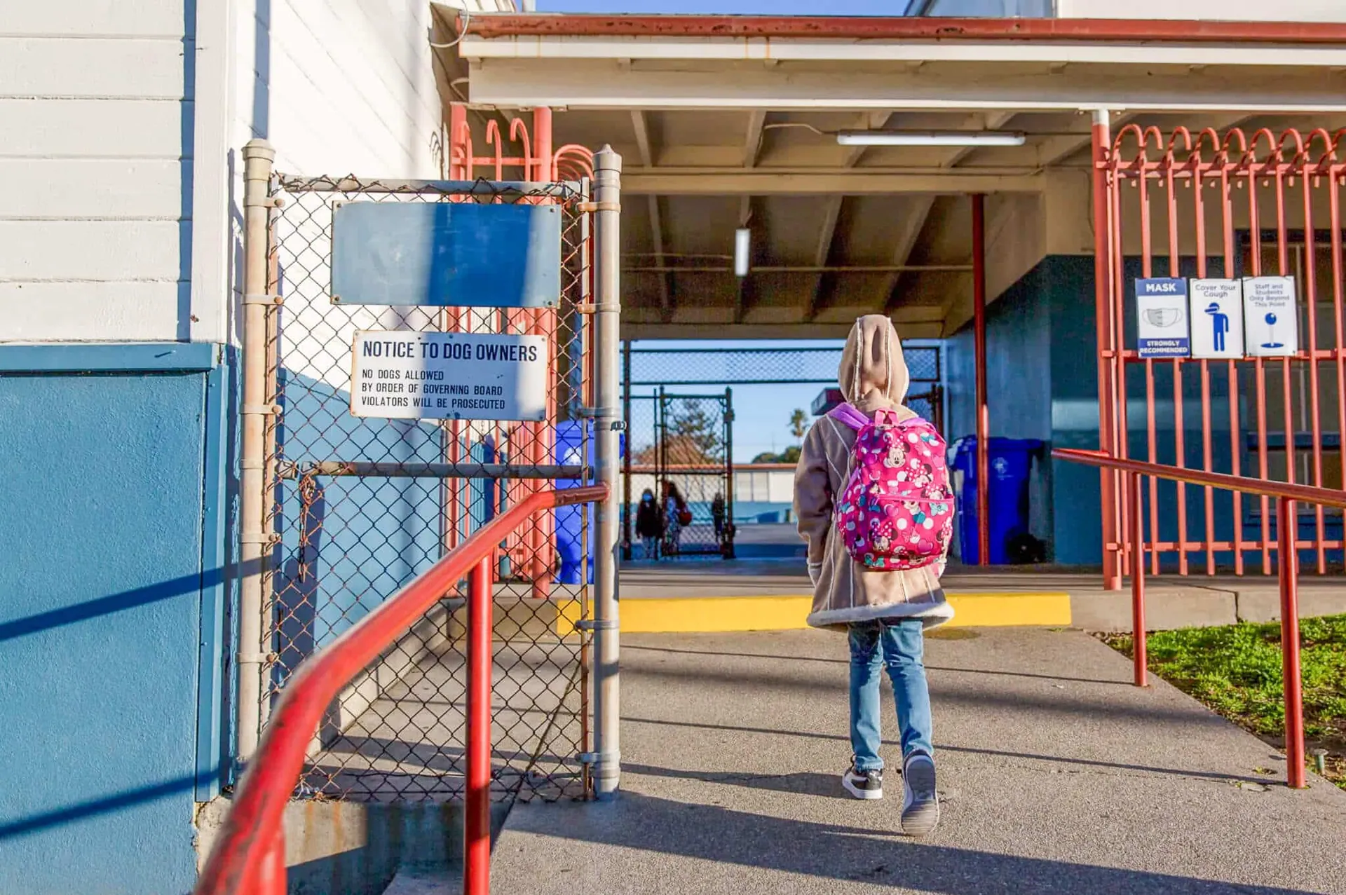 Homeless Students. A student enters Stege Elementary School in Richmond on Feb. 6, 2023.