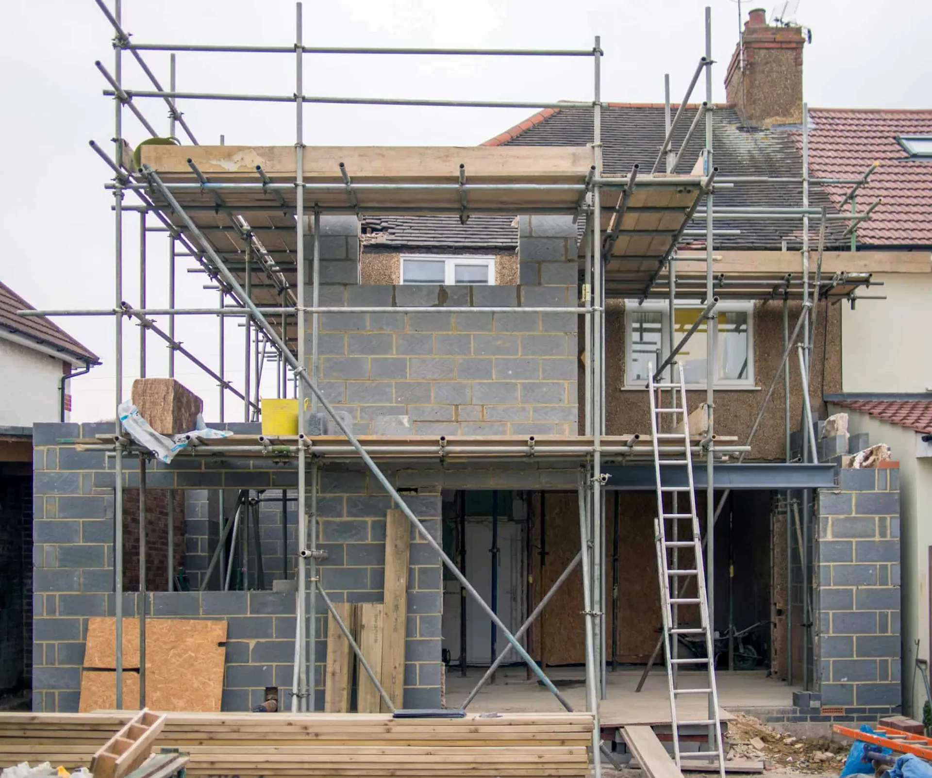 US Home Sales. A house under construction