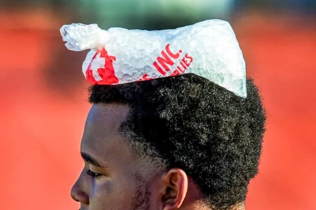 Student Athletes. A Norco High School football player takes a break from practice to cool off with ice on his head from the Inland Empire heat in Norco on Aug. 2, 2021. Credit:Photo by Terry Pierson, MediaNews Group/The Press-Enterprise via Getty Images