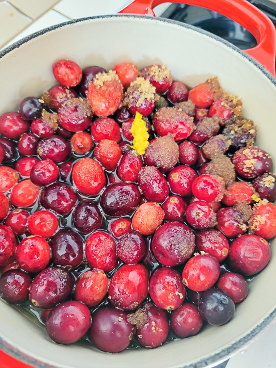 Cranberries in a pan
