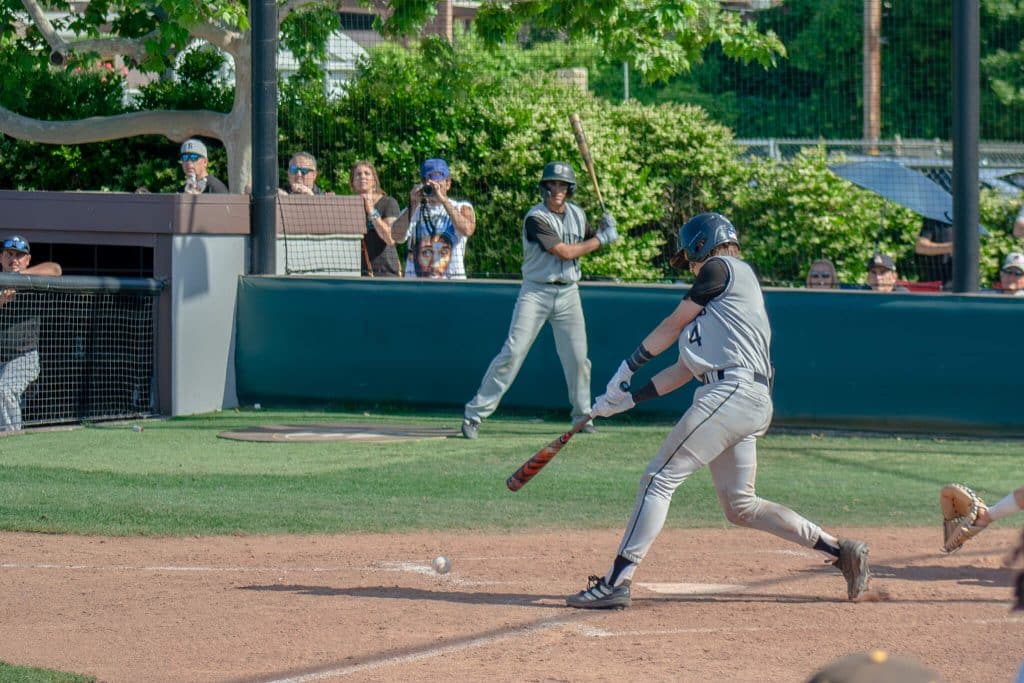 Santiago vs Crespi. Tyler Blade (4) grounds to short in the top of the 5th, plating Logan Clear who had advanced on a wild pitch and ground out, cutting the deficit to 3-2 in the top f the 5th.
