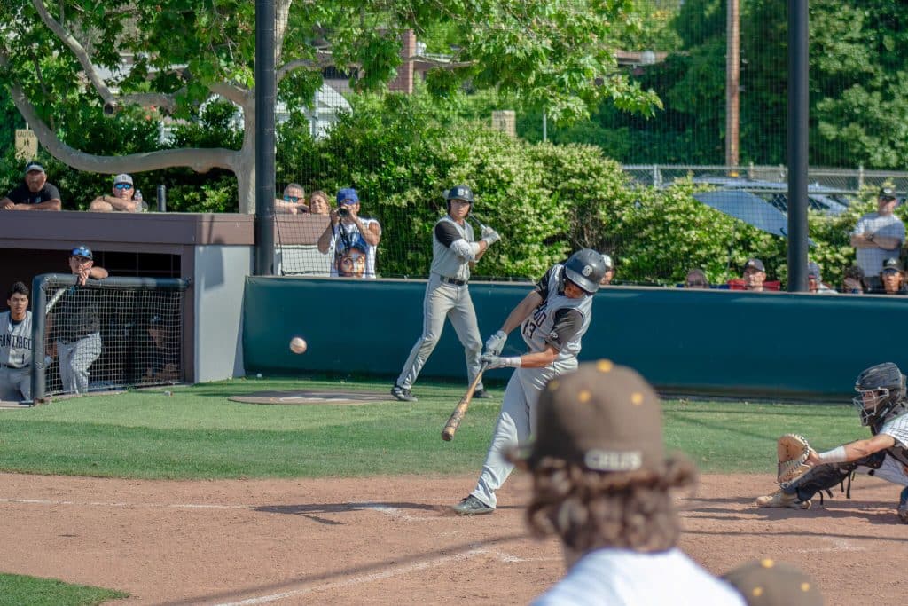 Santiago vs Crespi. Santiago’s Isaiah Hernandez (13) lines out to center ending the top of the 5th.