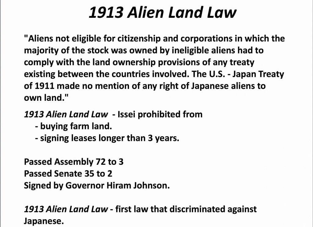 FRIDAY May 19, 2023 1913 Alien Land Law