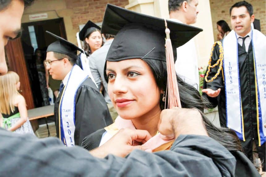 Undocumented Students. Fabiola Santiago, an undocumented UCLA student with a masters degree in Public Heath, attends a graduation ceremony for UCLA "Dreamers", or Dream Act students, at a church near the campus in Los Angeles in 2012. Credit: Photo by Jonathan Alcorn, Reuters