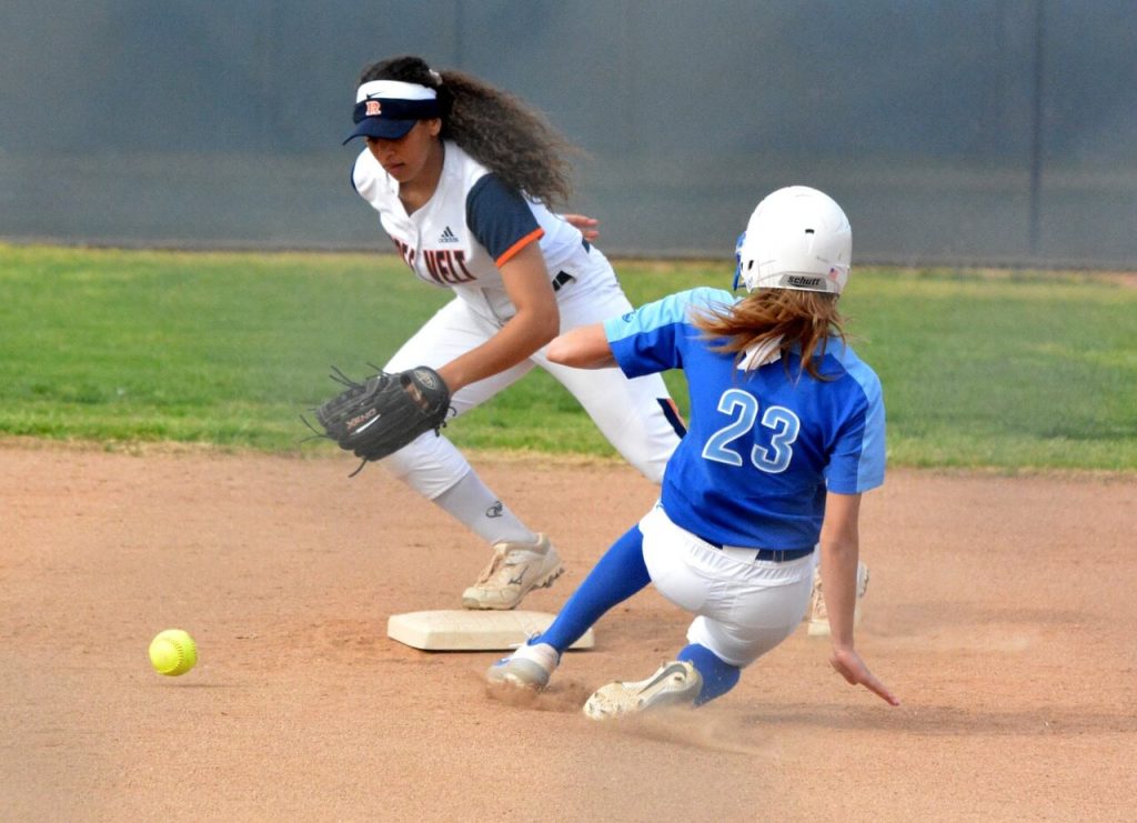 Eleanor Roosevelt’s Rylie West making a play vs Norco in 2019. Credit: Photo by Gary Evans