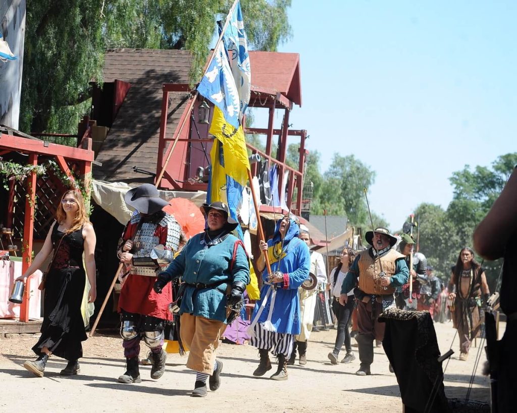 Koroneburg Renaissance Festival participants parade Saturday on the event grounds in Eastvale. Photo By Jerry Soifer