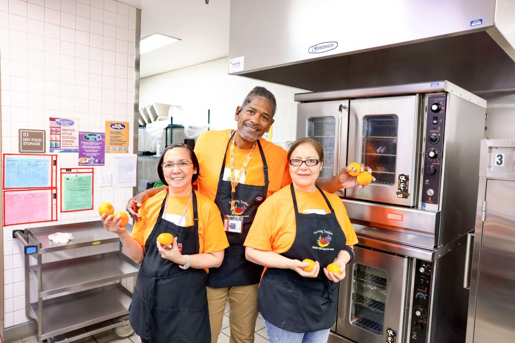 MUSD Complimentary Meal Program . L-R Emma Ella, Boris Dunagin, Blanca Cardenas de Perez. Photo from MUSD