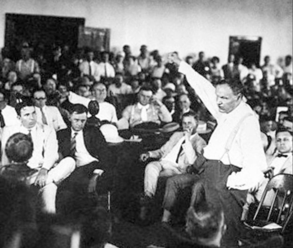 July 21 - Attorney Clarence Darrow represents the defendant, high school biology teacher John Scopes, in what became known as the Monkey Trial. Credit: Courtesy Library of Congress