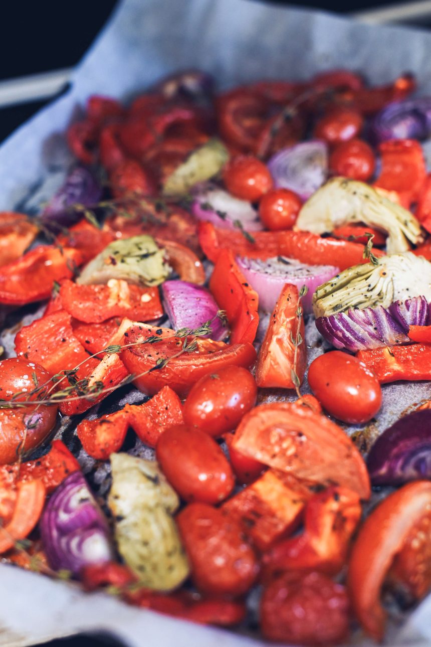 Wasting Less Food. A tray of veggies for roasting