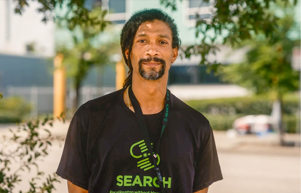 LaVoy Darden with Search Homeless Services in Houston, Texas on May 5, 2023. 
Credit: Photo by Jordan Vonderhaar for CalMatters.
