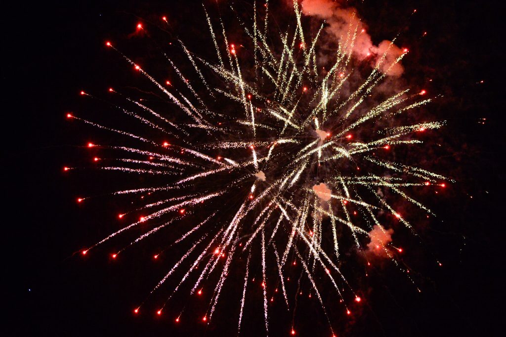 Fourth of July fireworks explode over Santana Regional Park in Corona Tuesday.