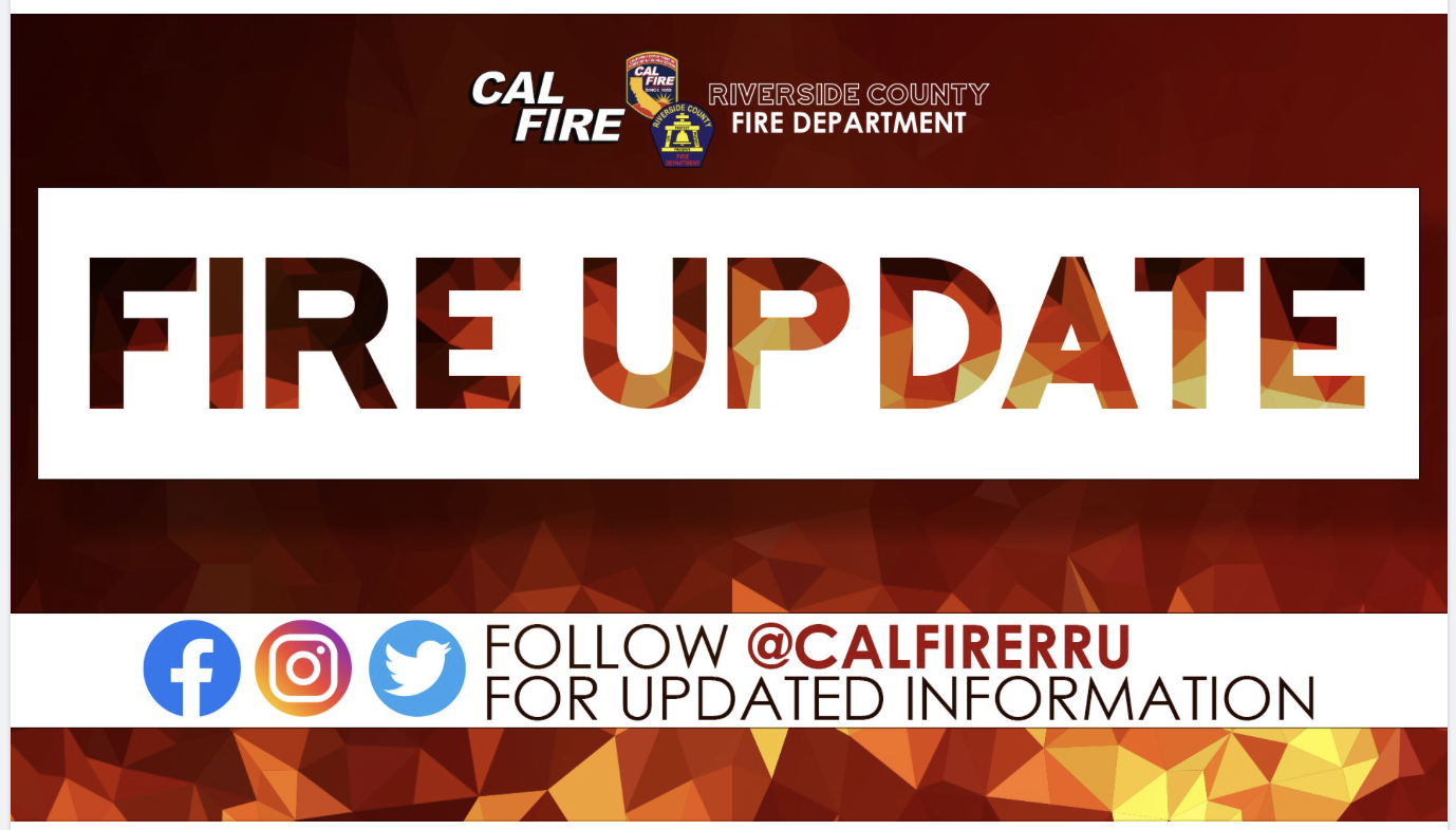 Cal Fire Riverside County Fire Dept Rabbit Fire Update via Facebook