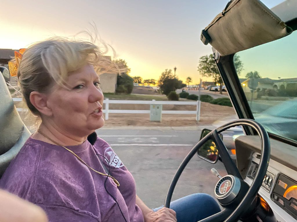 Tigger Porter, at the wheel of the restored Jeep, sharing the family history with writer Don Ray
Credit: Photo by Don Ray
