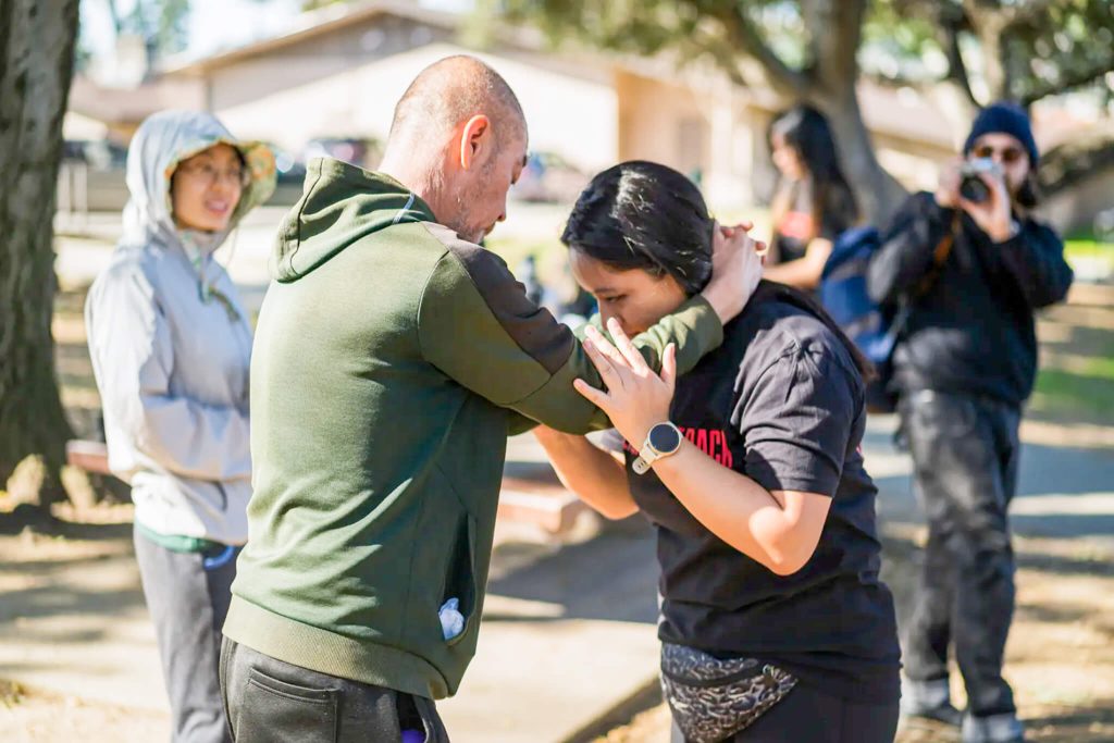 Seniors learn self-defense techniques from Seniors Fight Back, a nonprofit formed in response to attacks against elderly Asians and Pacific Islanders. Photo courtesy of Kevin Trinh. Fighting Hate.
By Felicia Mello, CalMatters
