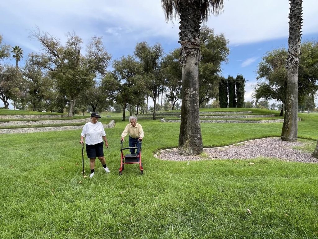 Buffalo Soldiers. Trooper Yolonda Williams, left, and her Trooper husband, Gilbert Williams, often come to Sections 30A and 30B of the Riverside National Cemetery to visualize where they might place the bronze statue and other exhibits that will honor Buffalo Soldiers when they reach their funding goals. Photo by Don Ray
