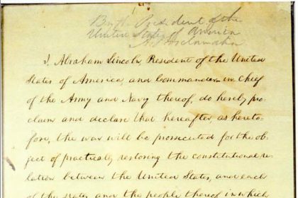 September 22. Draft of the original Emancipation Proclamation, September 22, 1862