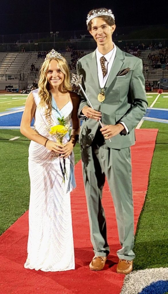 Shyanne Christensen and Brandon Crumb were crowned Homecoming Queen and King during halftime of the Cougars 47-7 victory over Santiago. 
Credit: Photo by Gary Evans
