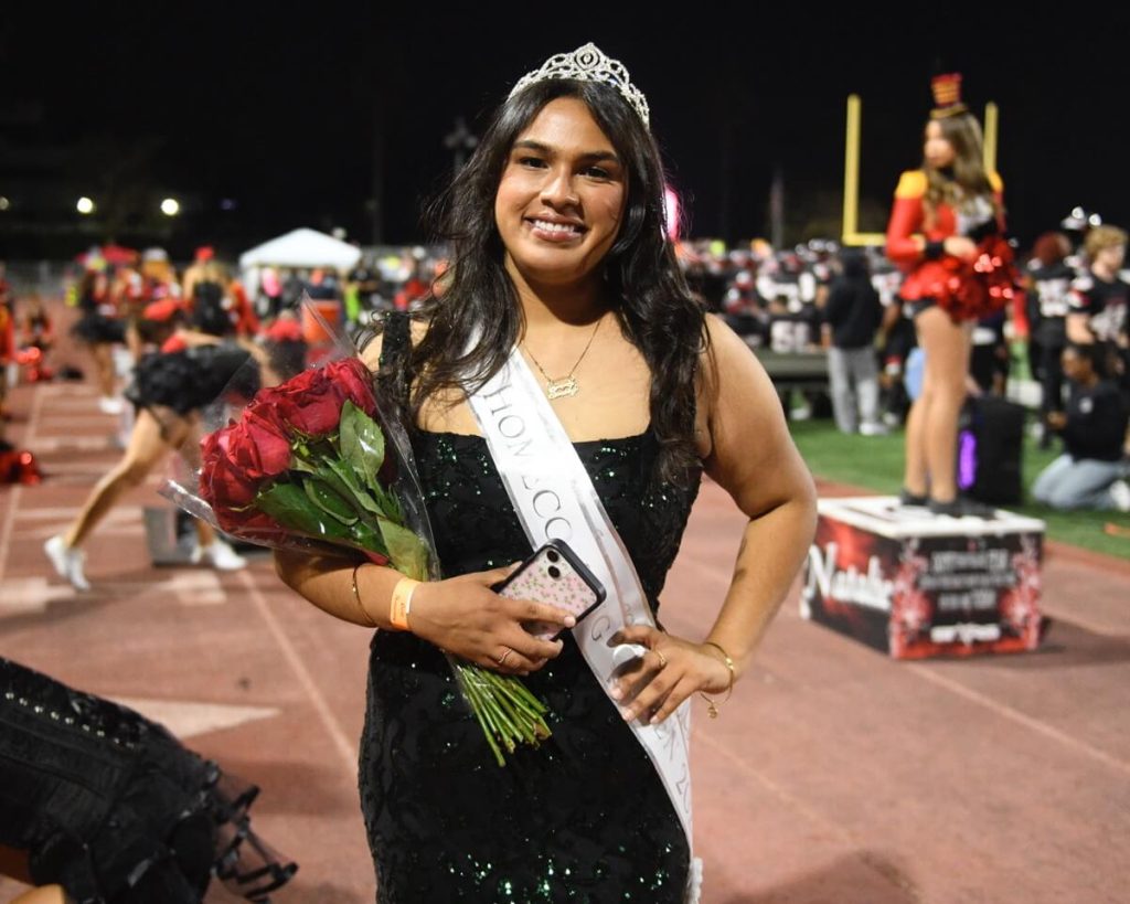 Senior Emily Reyes was honored as the Centennial Homecoming Queen. 
Credit: Photo by Jerry Soifer
