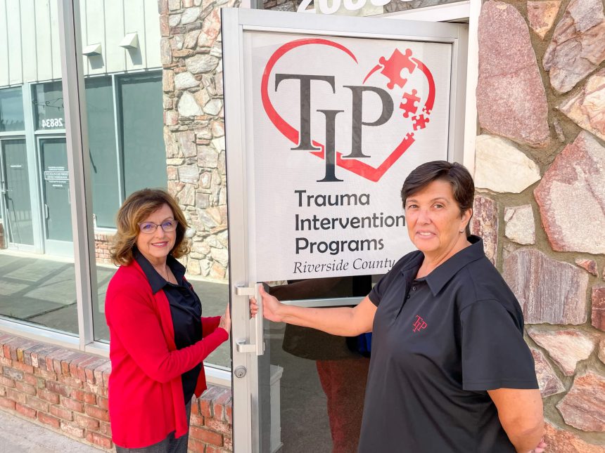 TIP’s Riverside County Team Crisis manager, Marilyn Miller, left, and CEO Magna Stewart work out of the organization’s main office in Menifee. Photo: by Don Ray