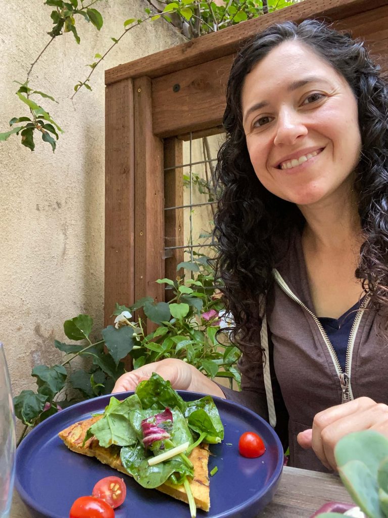 Chef Joanna Barajas with Socca