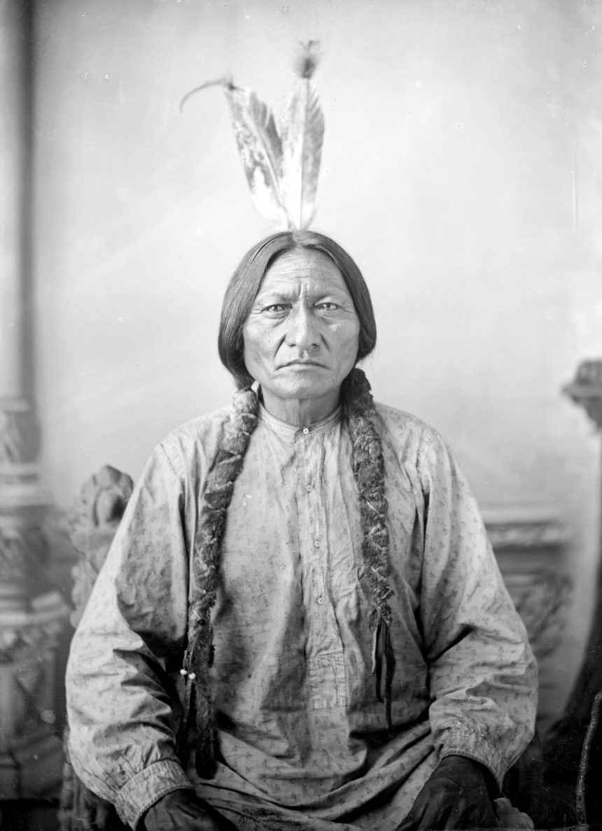 December 15. Early Cabinet card of Sitting Bull, 1883. Popularized in 1870, cabinet cards were thin photographs mounted on cards. Credit: David Francis Barry, Public Domain. Barry was a noted photographer of the American West in the latter part of the 19th Century. To the Lakota Nation he was known as "Little Shadow Catcher