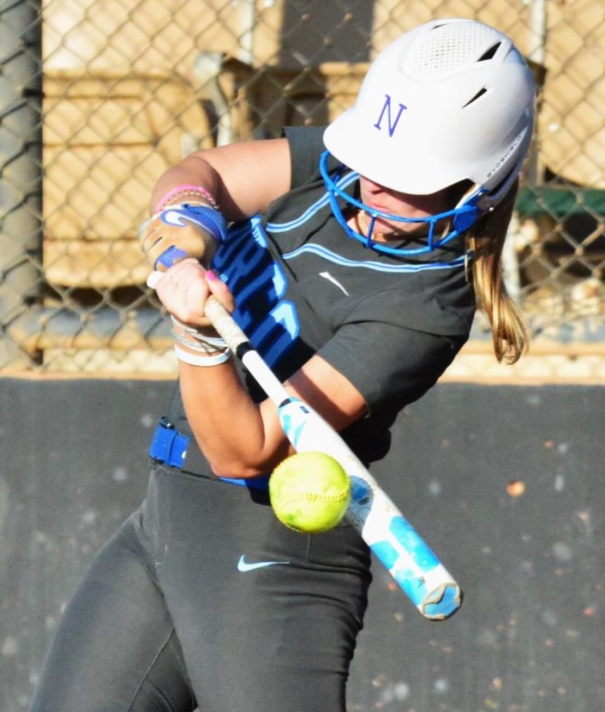 Norco’s Dakota Potter hammers a line drive but right to the Chino Hills shortstop during the Huskies 3 – 2 win over the Cougars in tournament play.