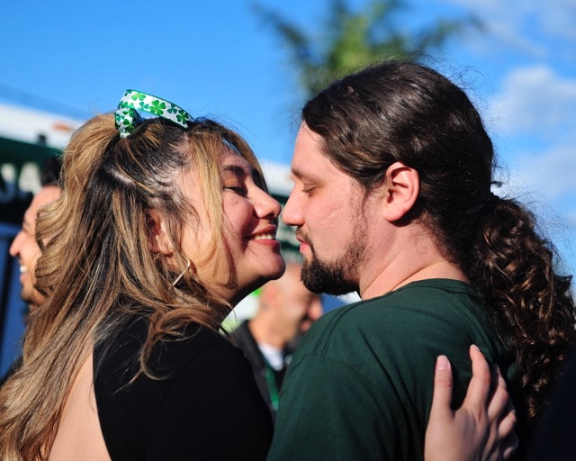 Eric and Jasmin Barnes of Corona delight in the St. Paddy’s Day shenanigans at Boondocks in Corona on Sunday.
Credit: Photo by Jerry Soifer
