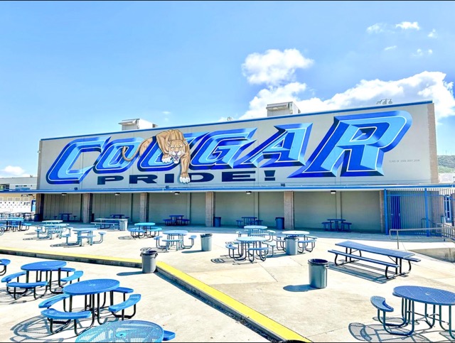 Returning to his school, Rivera updated the Cougar Pride Mural at Norco High. Credit: Alec Pelsone @alecpelsone on Instagram