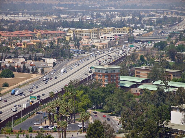 Riverside Film. I-215 divides the campus of UCR in Riverside, California, USA.