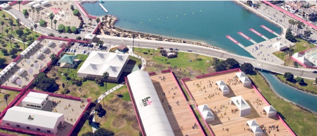 LA28. Illustration of Marine Stadium, Long Beach. Not intended to depict the final design. Credit: International Canoe Federation