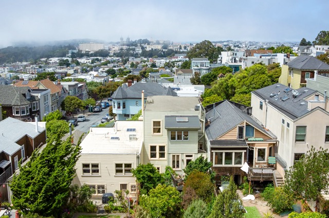 Houses in San Francisco on July 12, 2023. Credit: Photo by Semantha Norris, CalMatters