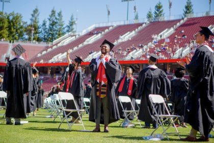 Legacy and Donor Admissions. Legacy Admission. Ryan Wimsatt joins his hands to thank his parents during the graduation ceremony at Stanford University, in Palo Alto, on June 13, 2021.  Credit: Photo by Harika Maddala, CalMatters