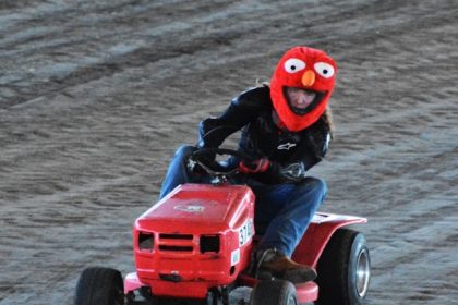 Humor reigned during the lawnmower racing competition during the Norco Fair.