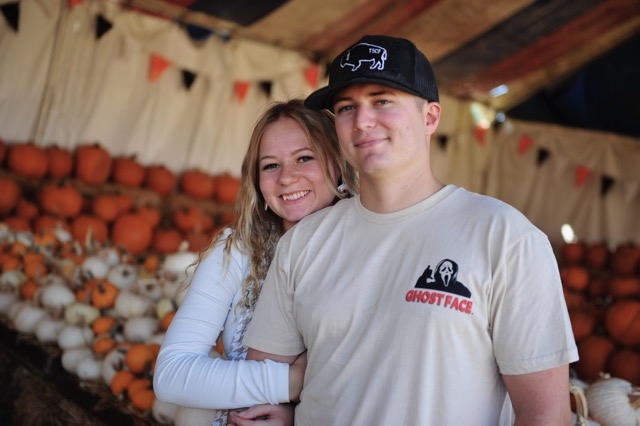 Melody and Spencer Lewis from Lake Elsinore enjoy a Halloween pump patch stroll. 
Credit: Photo by Jerry Soifer
