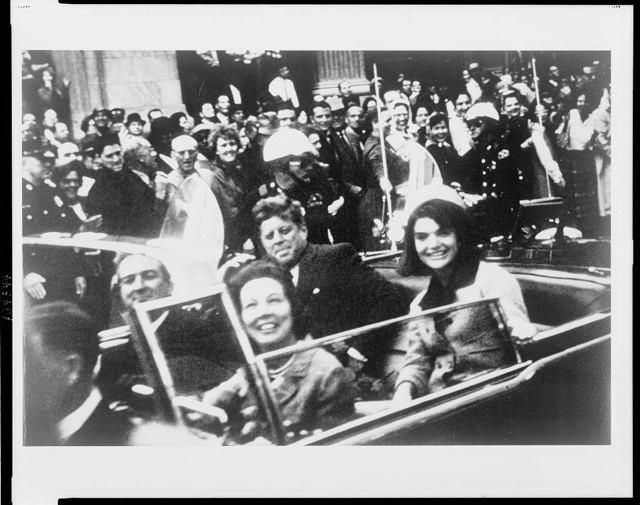 November 22. John F Kennedy riding in the Presidential Limo with his wife Jacqueline, Texas governor John Connally, and Connally's wife Nellie on the day of his assassination.