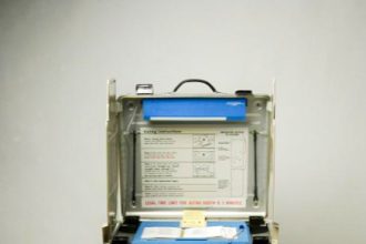 November 8. The Votomatic voting machine produces the infamous “hanging chads”, a central focus of the Florida recount vote. Credit: Smithsonian Institution