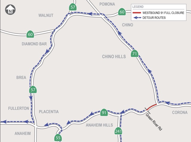 Overnight Closures on State Route 91