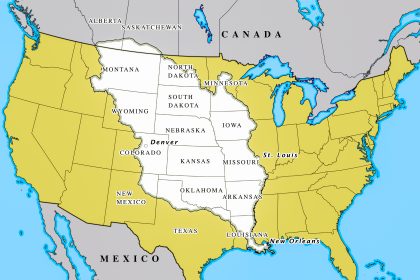 December 20. Stretching from the Gulf Coast to beyond the Canadian border, the purchased land mass nearly doubled the size of the United States.