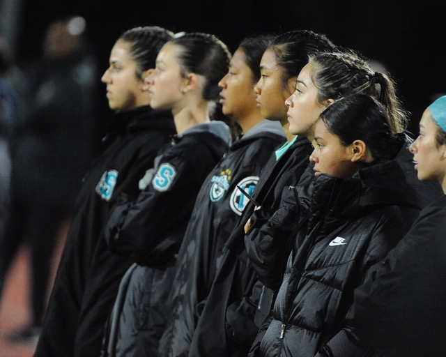 The faces of Corona Santiago soccer players tell the story on Friday as they watch the CIF Open Division championship game slip away. Santa Margarita won, 4-2. Both teams moved on as the top seeds in the regional tournament. Credit: Photo by Jerry Soifer