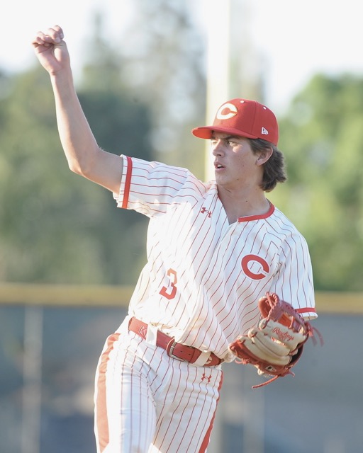 Billy Carlson pitches in relief for Corona against Corona Centennial Tuesday. The Panthers’ offense came back to life in Monday’s 23-3 and Tuesday’s 11-2 victories over the Huskies. 
Credit: Photo by Jerry Soifer
