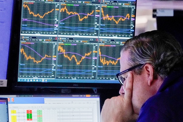 Economic Uncertainty. Specialist Gregg Maloney works at his post on the floor of the New York Stock Exchange, Monday, April 28, 2025.  Credit: (AP Photo/Richard Drew, File)