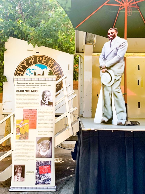 Clarence Muse’ mementos through the years were on display at this years art festival, from college graduation through his entertainment career and personal photos, all set against a life size cutout on stage.