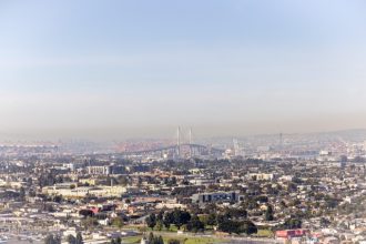 Gas Furnaces. Smog lingers over the city overlooking the Ports of Long Beach and Los Angeles as seen from Signal Hill, Calif., on Monday, March 10, 2025.  Credit: AP Photo/Etienne Laurent