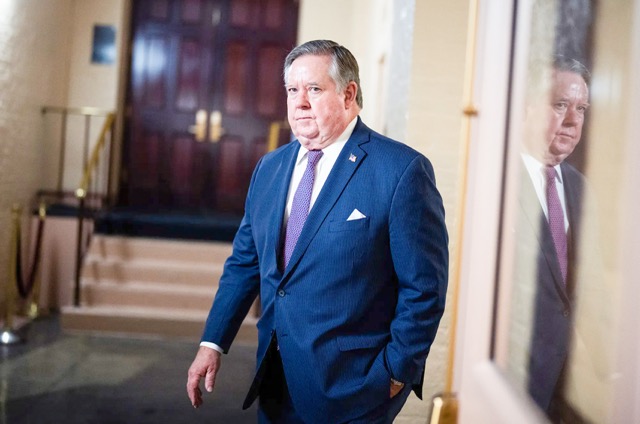 Rep. Ken Calvert leaves a meeting of the House Republican Conference in the U.S. Capitol on Feb. 5, 2025.  Credit: Photo by Tom Williams, Getty Images