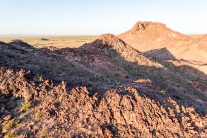 An aerial view of a cinder cone in the eastern portion of the proposed Chuckwalla Mountains National Monument on April 23, 2023.  Credit: Photo by David McNew, via Getty Images