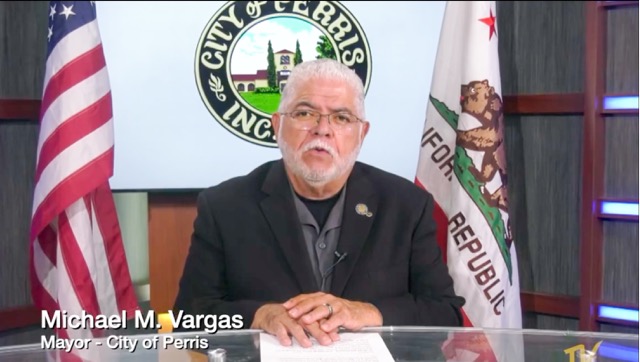 Local ICE Activity. Perris Mayor Michael M. Vargas addressing the community online , Wednesday, July 9.