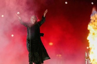Ozzy Osbourne performs during the Commonwealth Games closing ceremony at the Alexander stadium in Birmingham, England, Monday, Aug. 8, 2022. AP