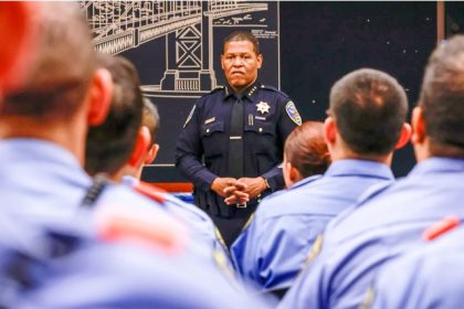Education Requirements for Police Officers. Then-San Francisco Police Chief William Scott and Mayor London Breed, not shown, address recruits in the Police Academy in San Francisco on Oct. 2, 2024. Credit: Photo by Jessica Christian, San Francisco Chronicle via AP