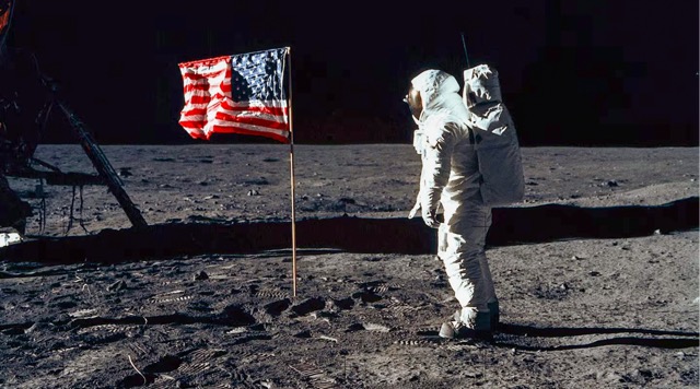 August 1. MTV launched with images of the moon landings culminating with an MTV flag being planted on the moon. The original is copyrighted, use your imagination. Credit: NASA