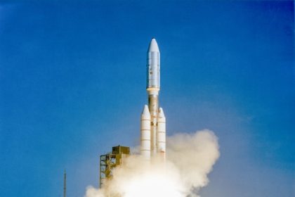 September 12. The Voyager 1 aboard the Titan III/Centaur lifted off on September 5, 1977on a mission to the outer planets. NASA